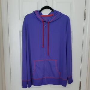 Lane Bryant Active 🌻 Purple Zip-Up Athletic Hoodie with Red Accents